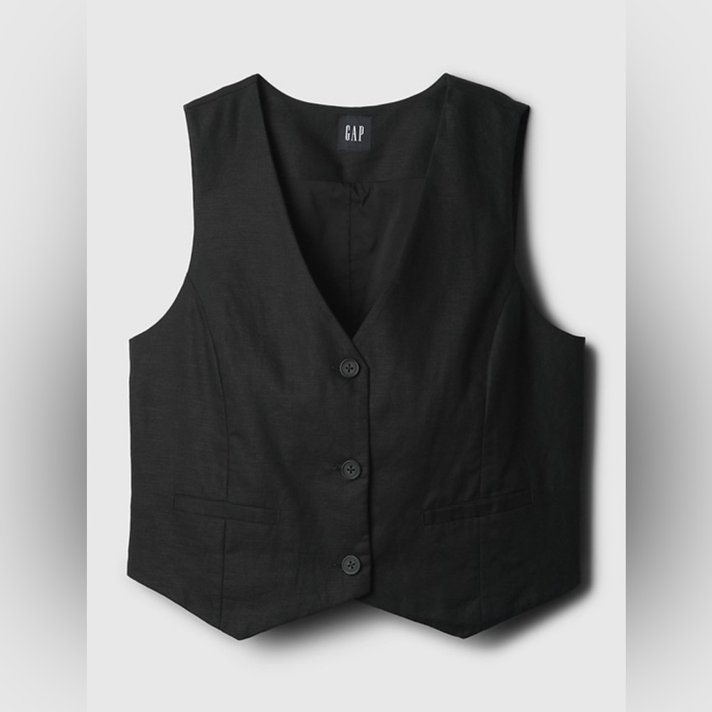 GAP Black Button-Front Vest